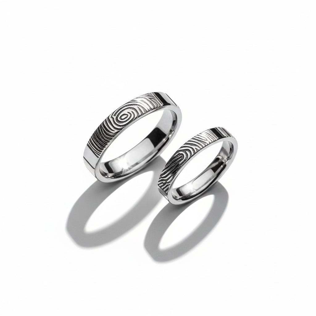 Promise fingerprints 14k 18k wedding rings white gold