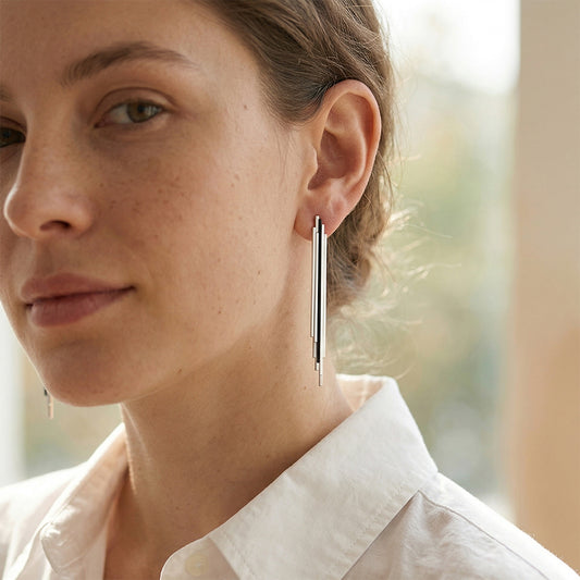 Skyline earrings sterling silver with ebony wood