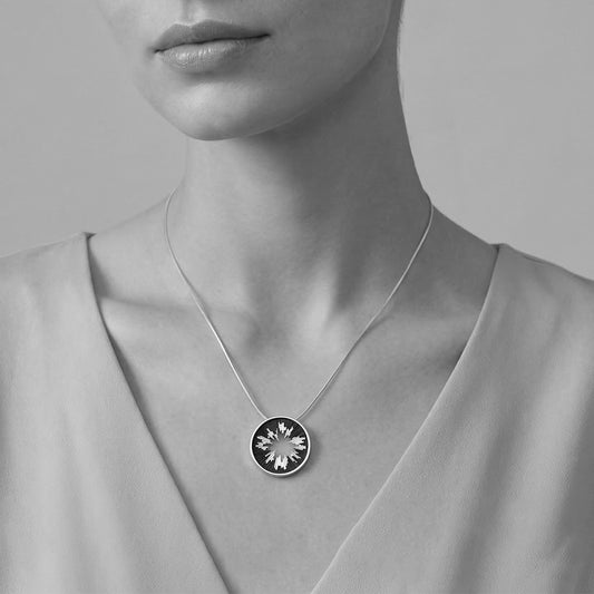 Skyline necklace sterling silver & ebony wood