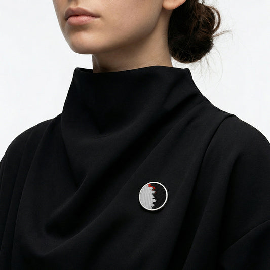 Strata pin sterling silver & ebony wood & red pigment