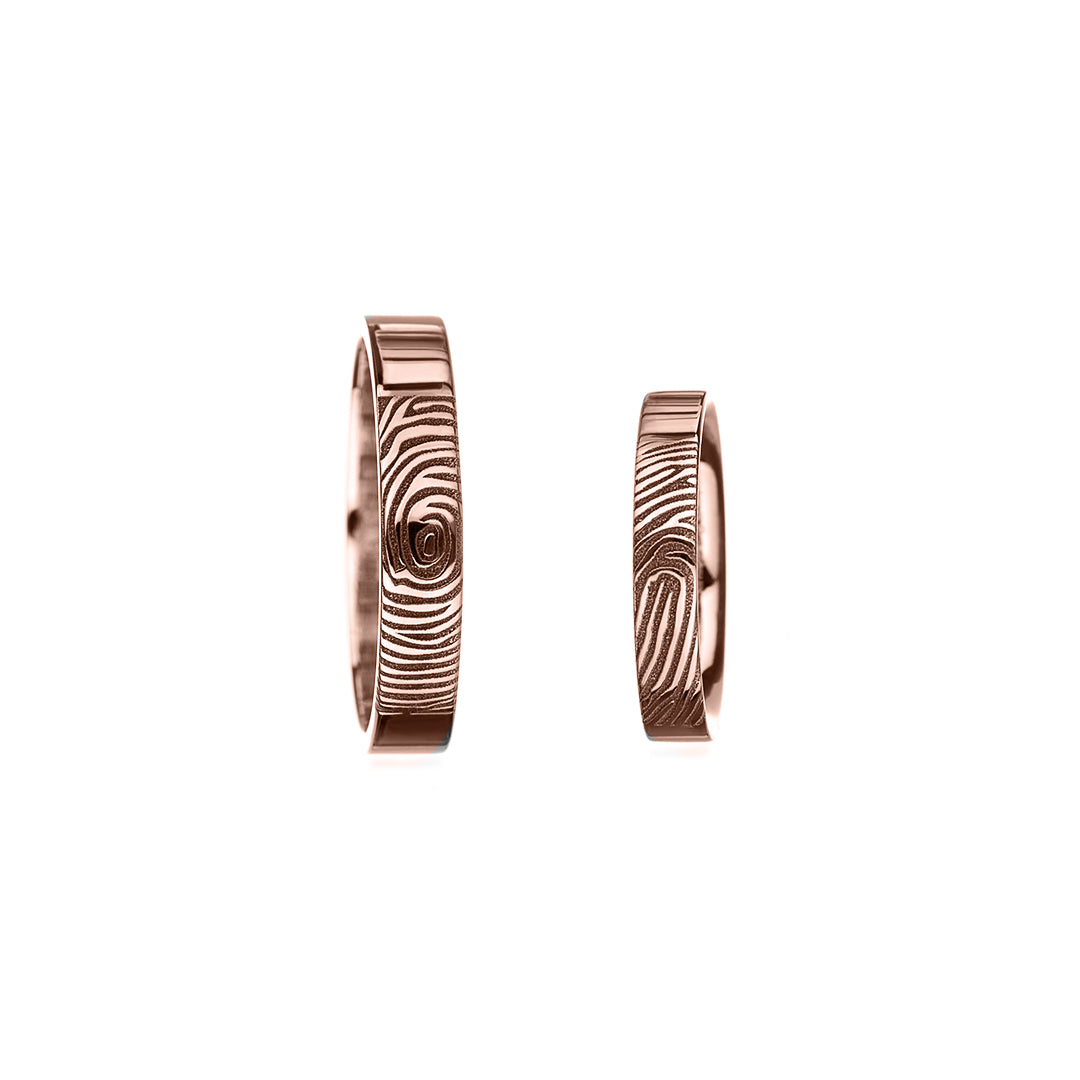 Promise fingerprints 14k 18k wedding rings rose gold