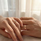 Luma rose gold hammered wedding rings