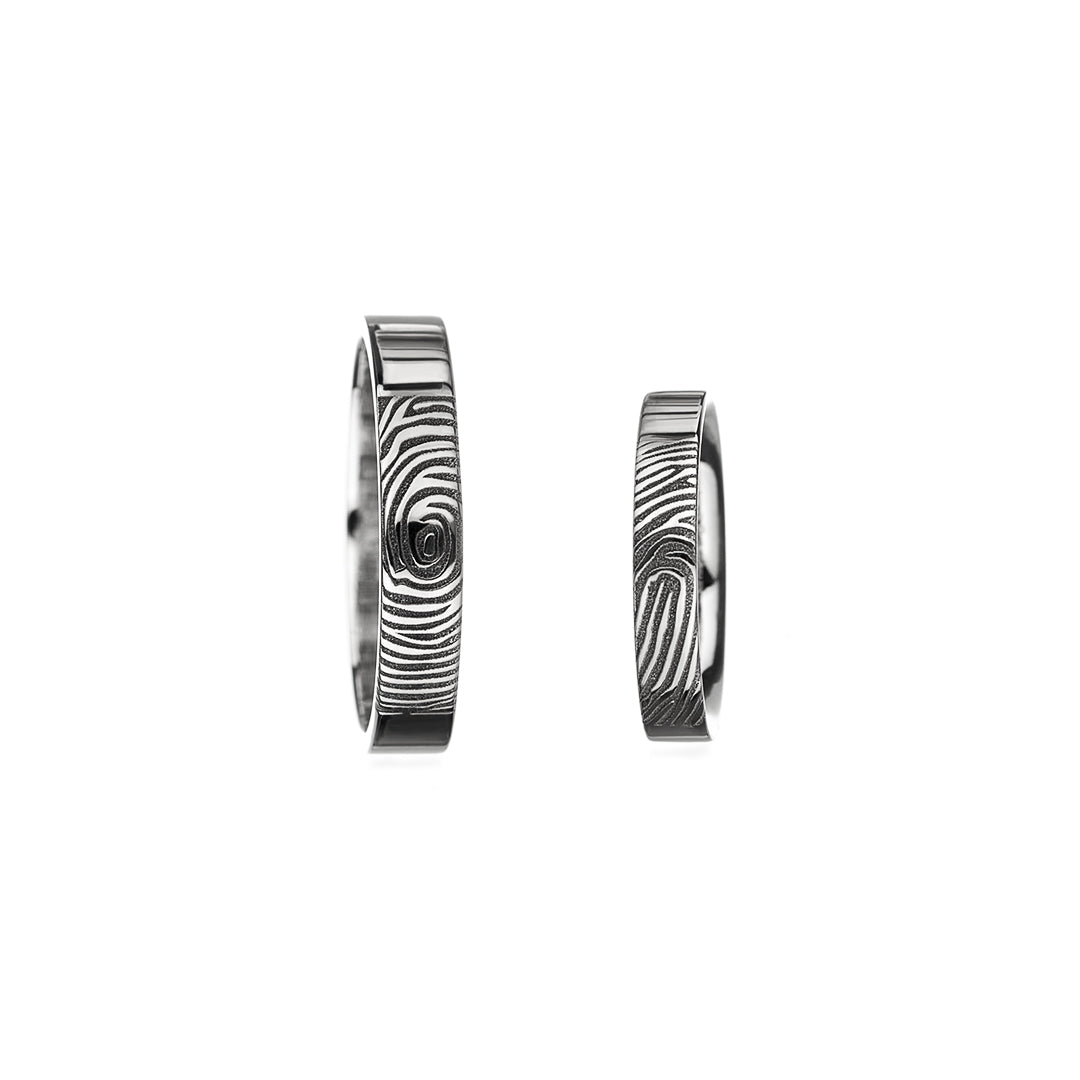 Promise fingerprints 14k 18k wedding rings white gold