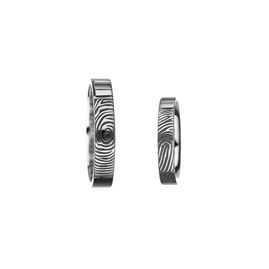 Promise fingerprints 14k 18k wedding rings white gold