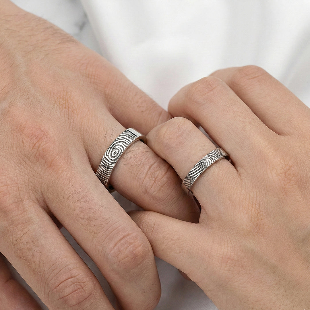 Promise fingerprints 14k 18k wedding rings white gold