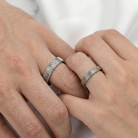Promise fingerprints 14k 18k wedding rings white gold