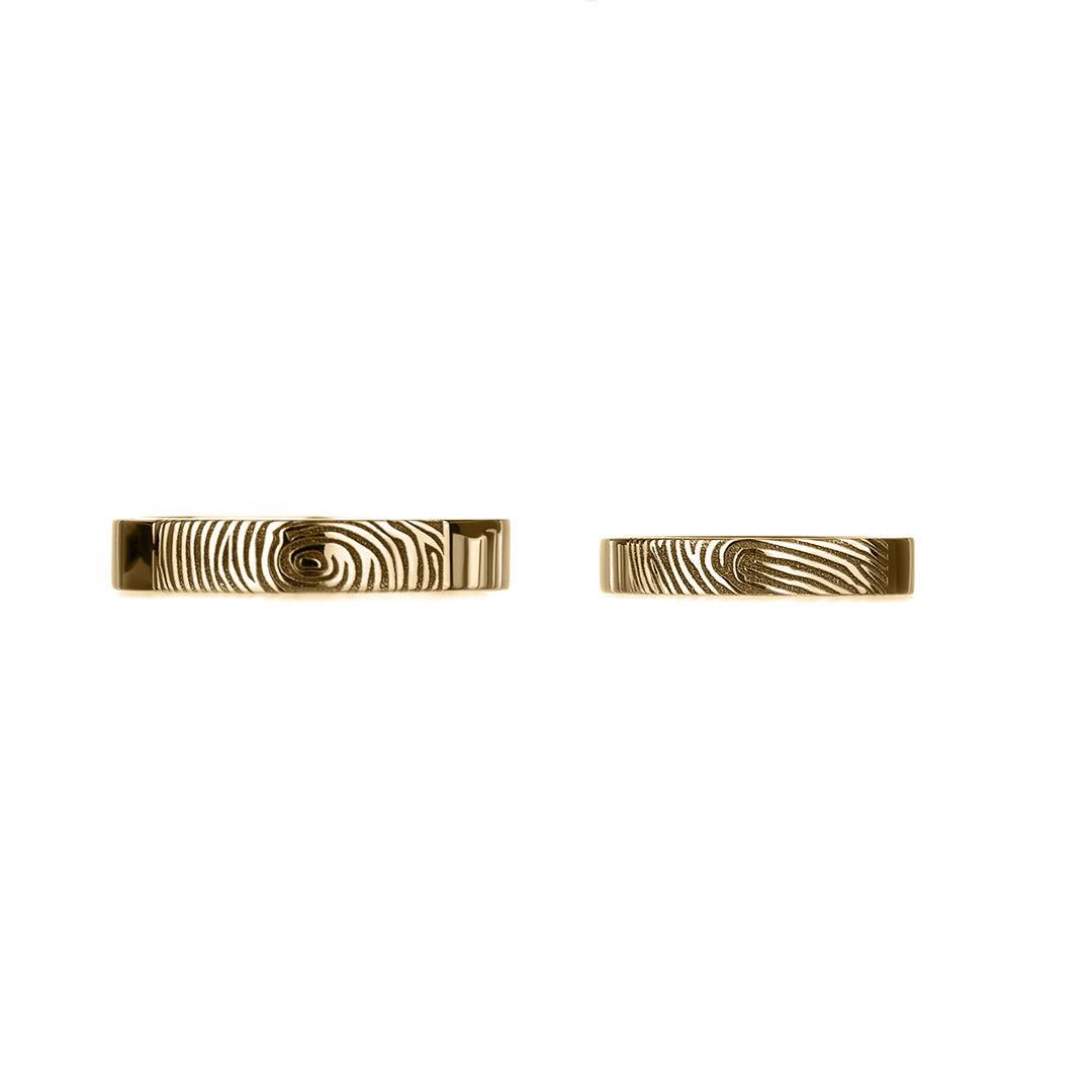 Promise fingerprints 14k 18k wedding rings yellow gold