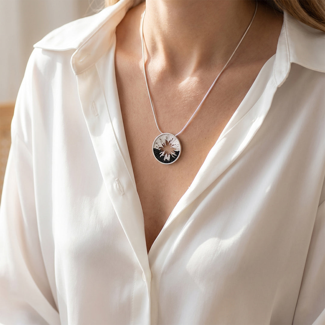 Skyline necklace sterling silver & ebony wood