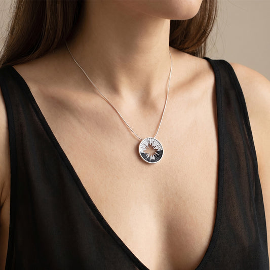 Skyline necklace sterling silver & ebony wood
