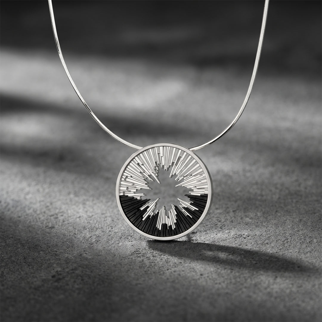 Skyline necklace sterling silver & ebony wood