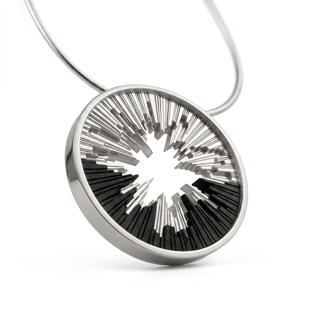 Skyline necklace sterling silver & ebony wood