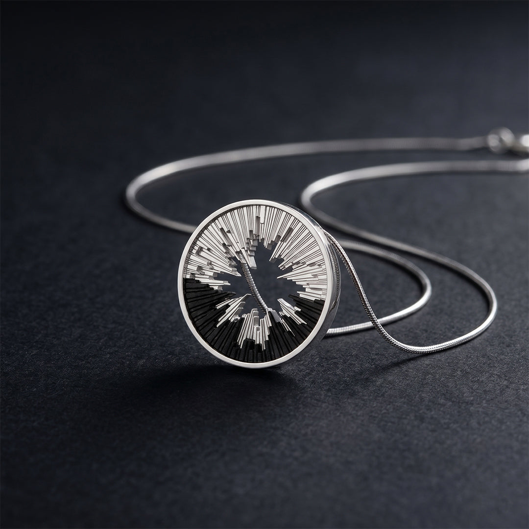 Skyline necklace sterling silver & ebony wood