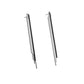 Skyline earrings sterling silver with ebony wood. A pair of silver earrings with a geometric design, featuring a slender vertical element.