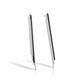 Skyline earrings sterling silver with ebony wood. A pair of silver earrings with a geometric design, featuring a slender vertical element.