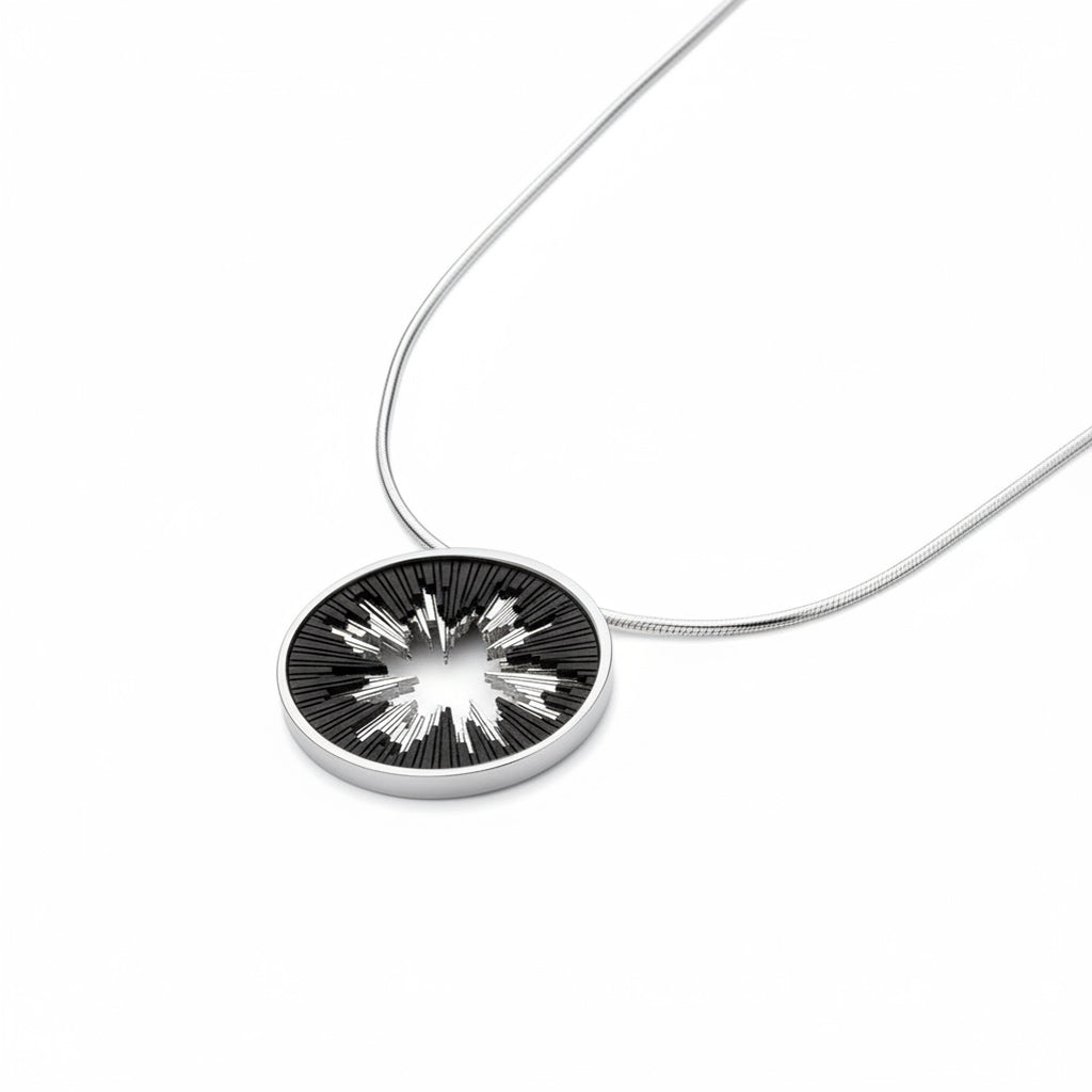 Skyline necklace sterling silver & ebony wood