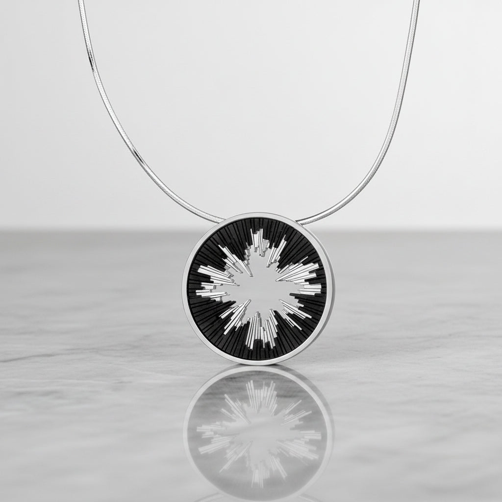 Skyline necklace sterling silver & ebony wood