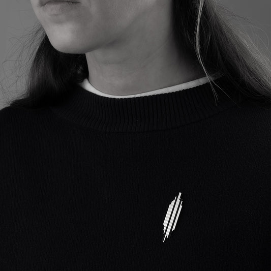 Skyline pin sterling silver & ebony wood