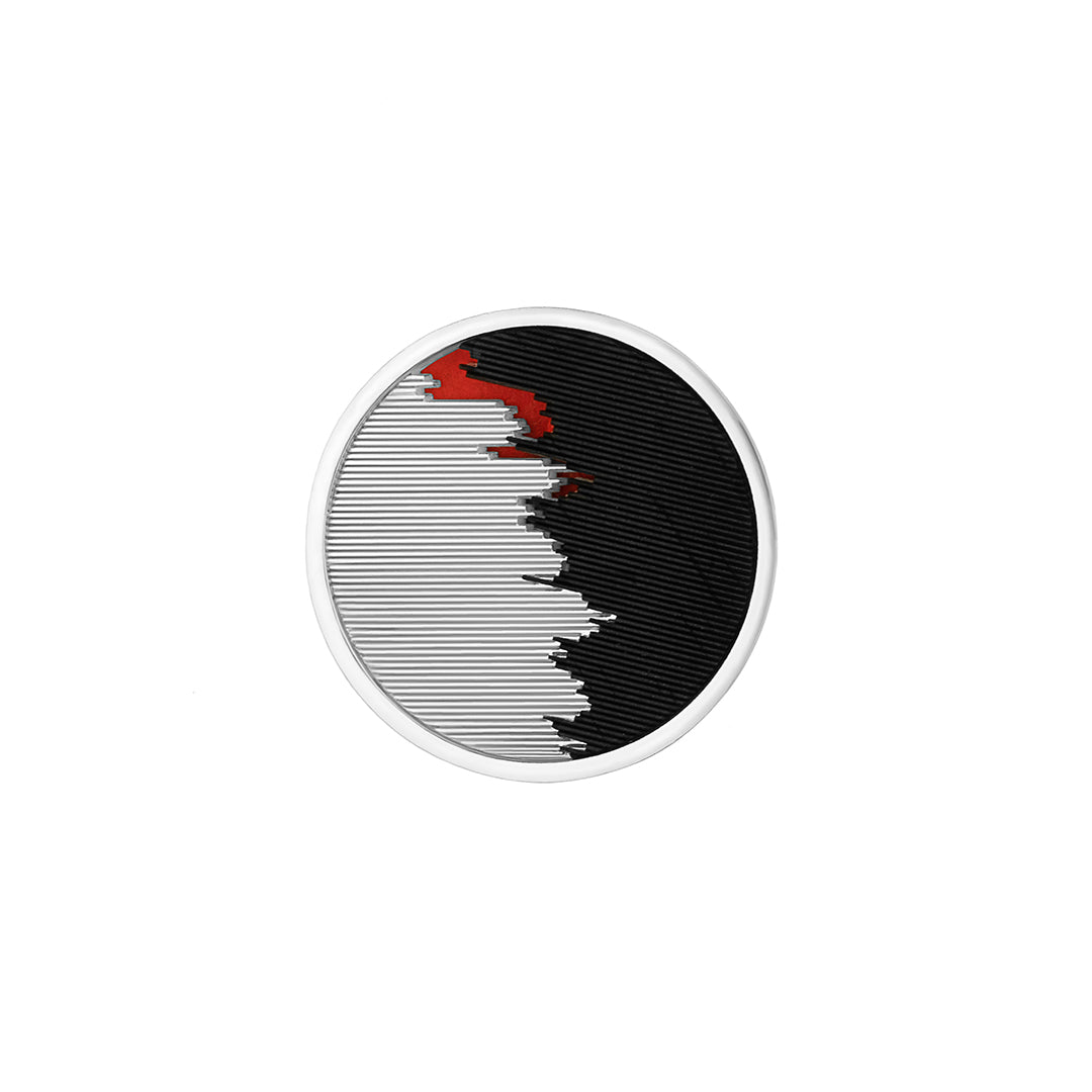 Strata pin sterling silver & ebony wood & red pigment