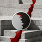 Strata pin sterling silver & ebony wood & red pigment