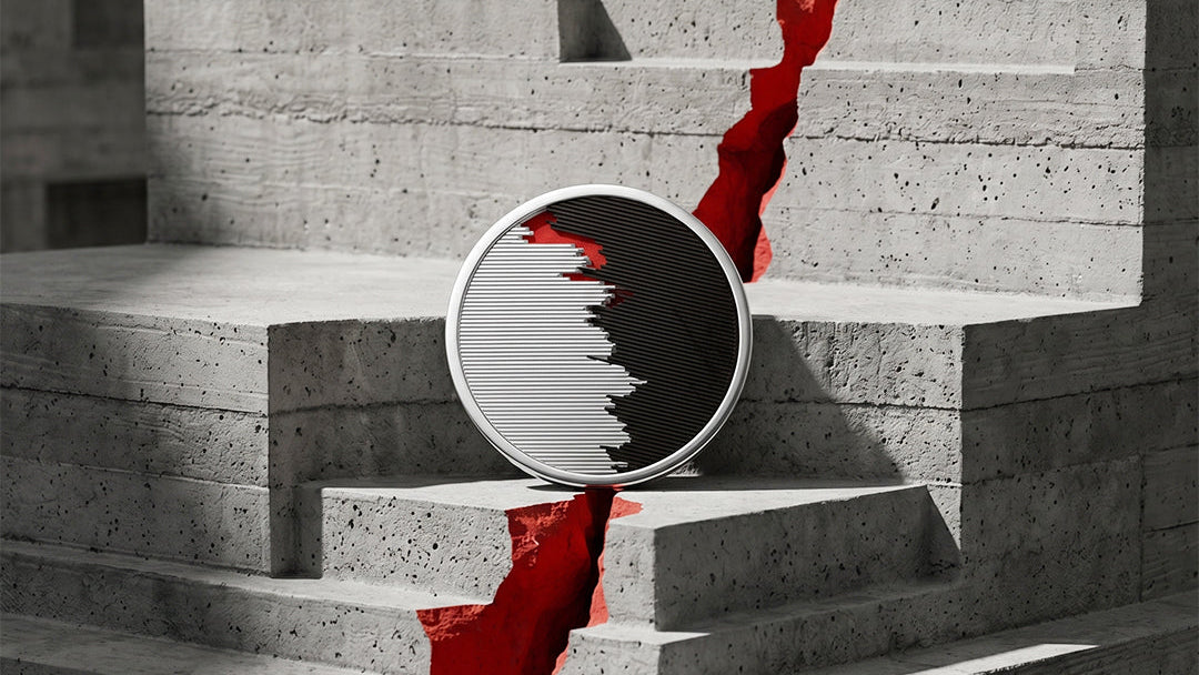 Strata pin sterling silver & ebony wood & red pigment
