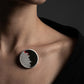 Strata pin sterling silver & ebony wood & red pigment